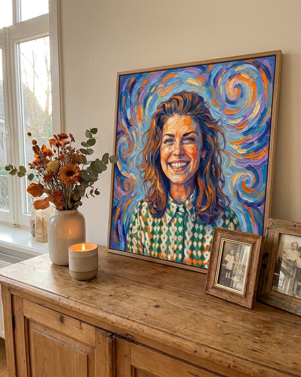 Wervelende verf kunstwerk bij iemand thuis