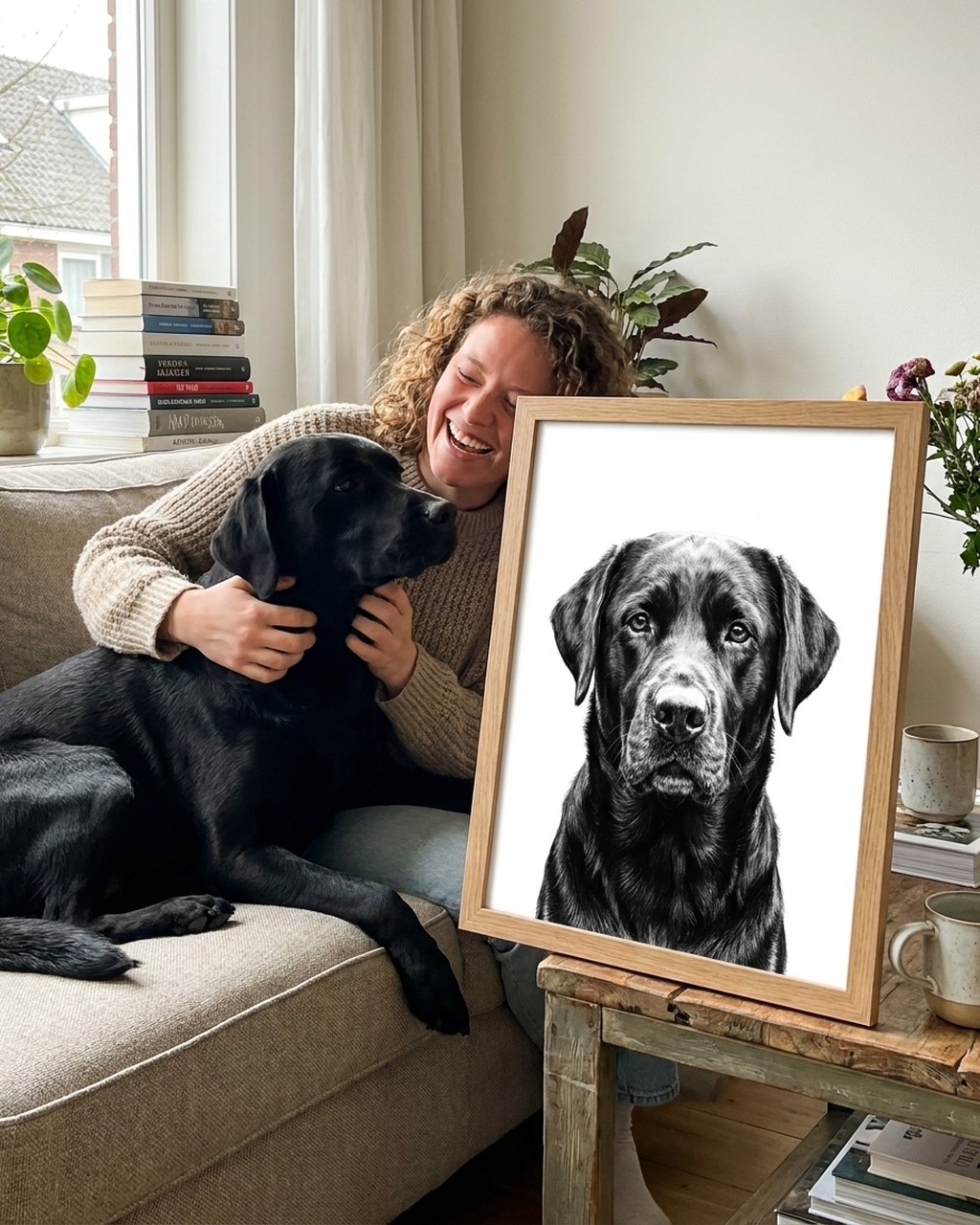 Black & white artwork in a real home