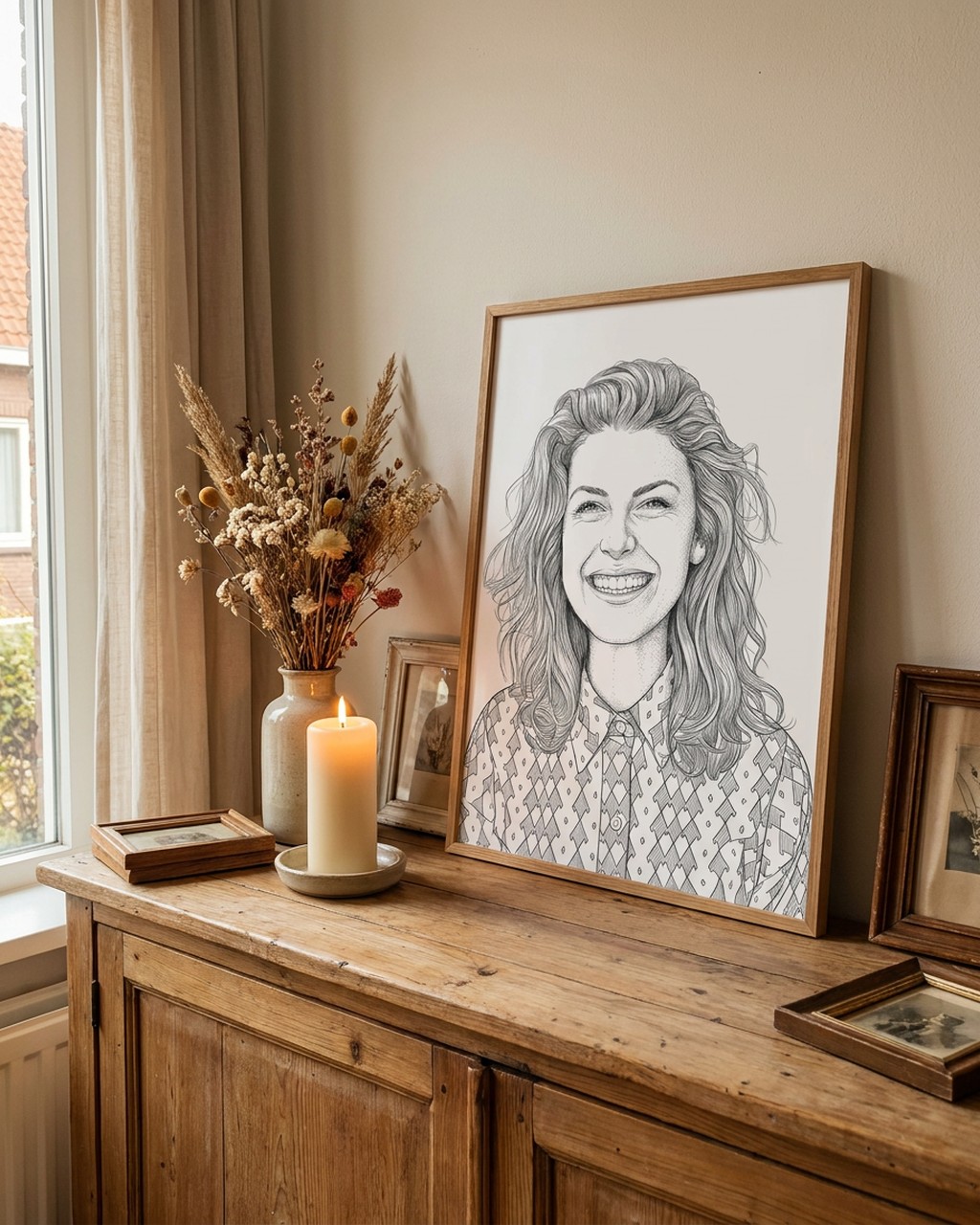Black & white artwork in a real home