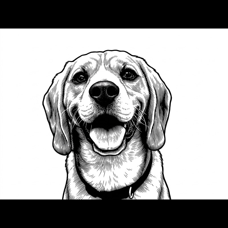 Engraving portrait of a dog