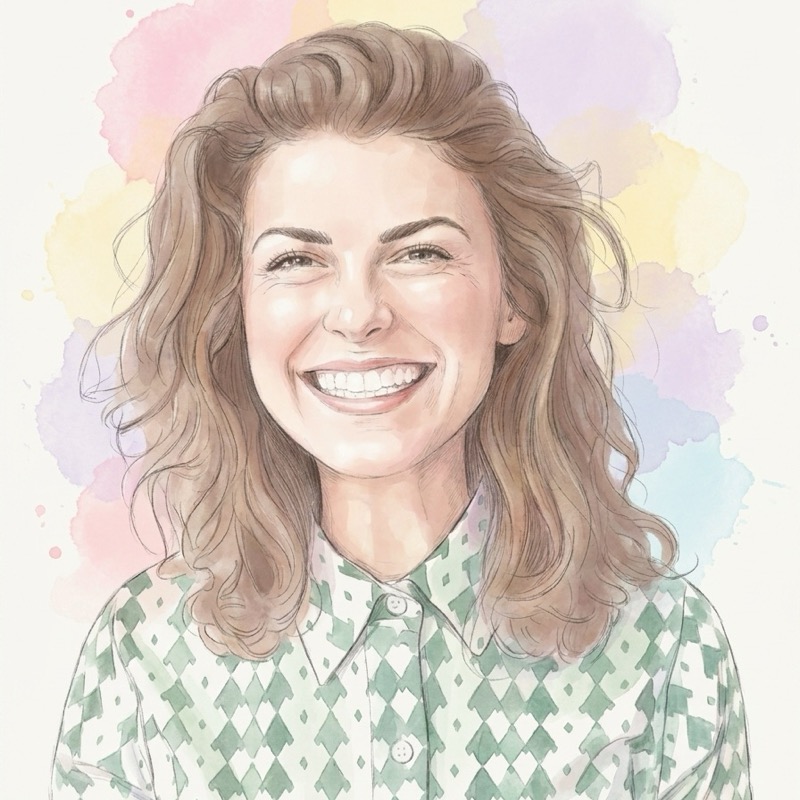 Pastel watercolour portrait of a woman