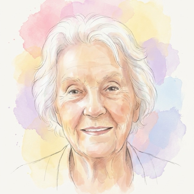 Pastel watercolour portrait of an older woman