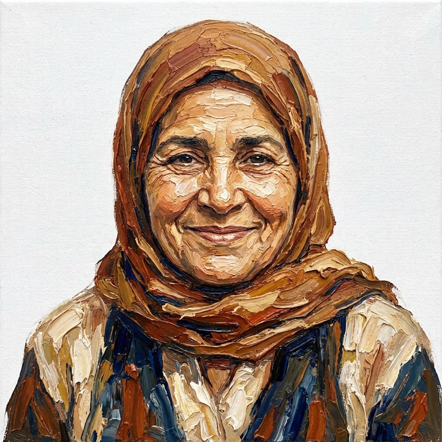 Impasto oil person