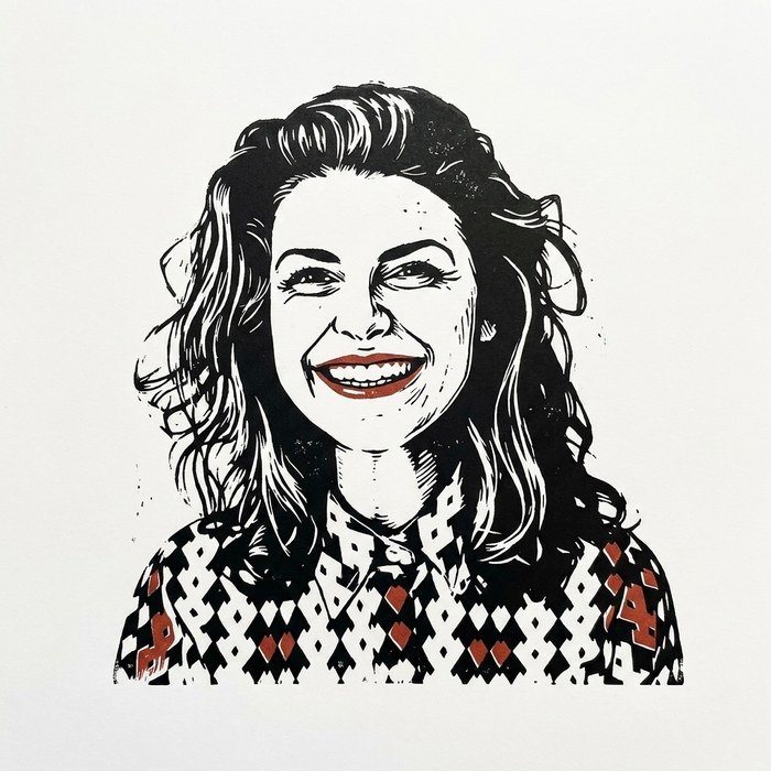 Linocut person