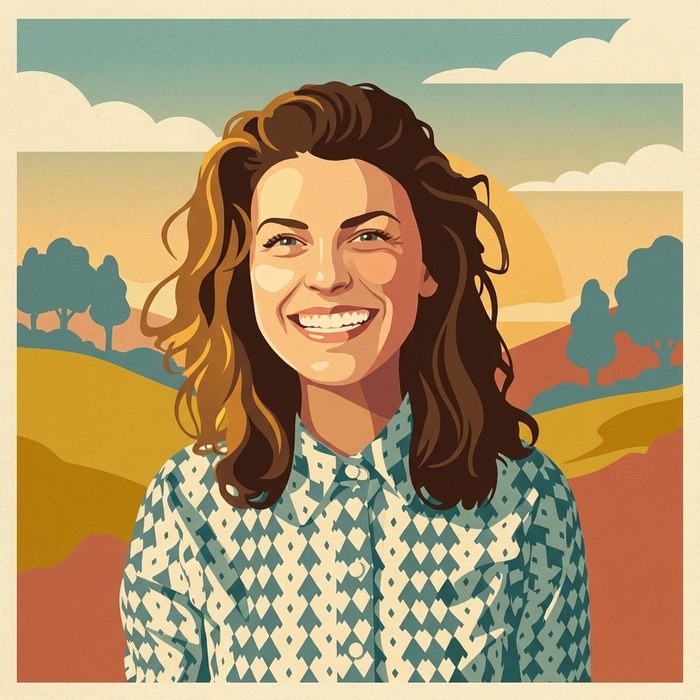 Retro travel poster person