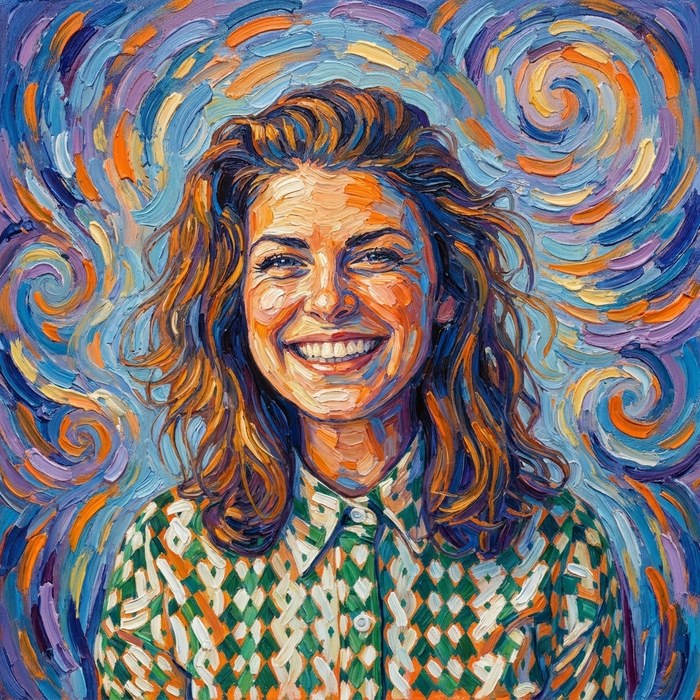 Person in Swirling strokes